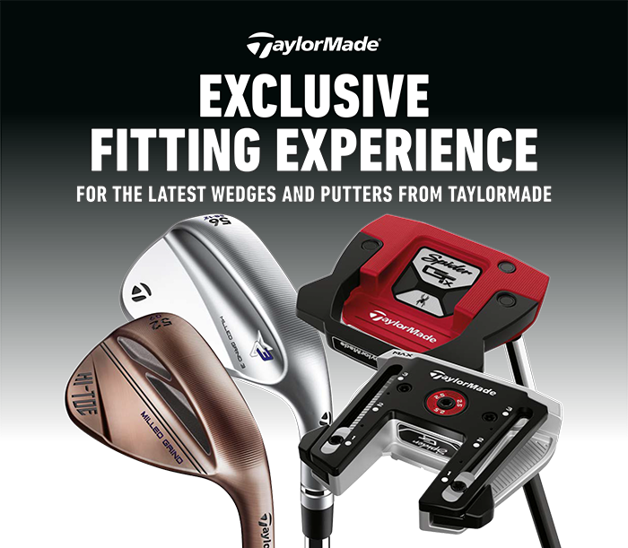 TaylorMade fitting advertisement featuring four clubs