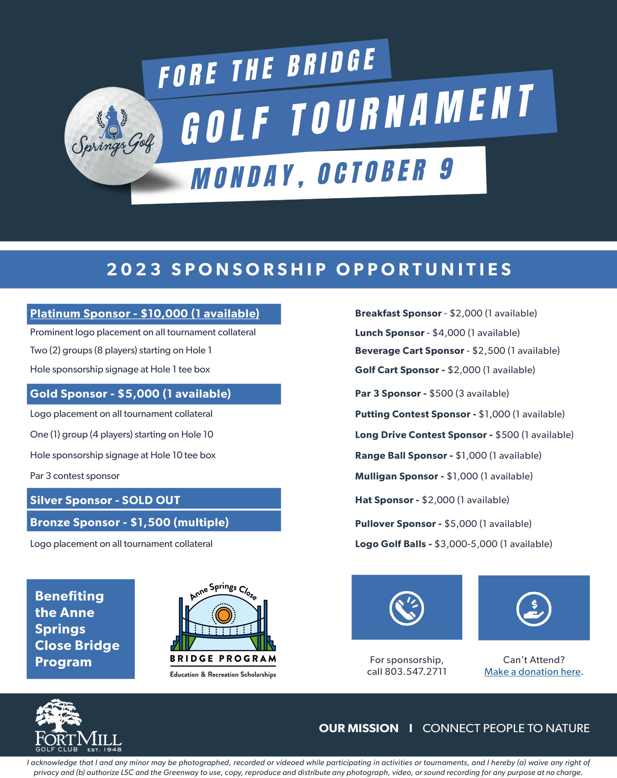 2023 "Fore the Bridge" Golf Tournament Sponsorship Information